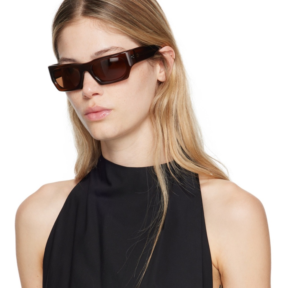 Elegant Brown Rectangular Sunglasses - image 1